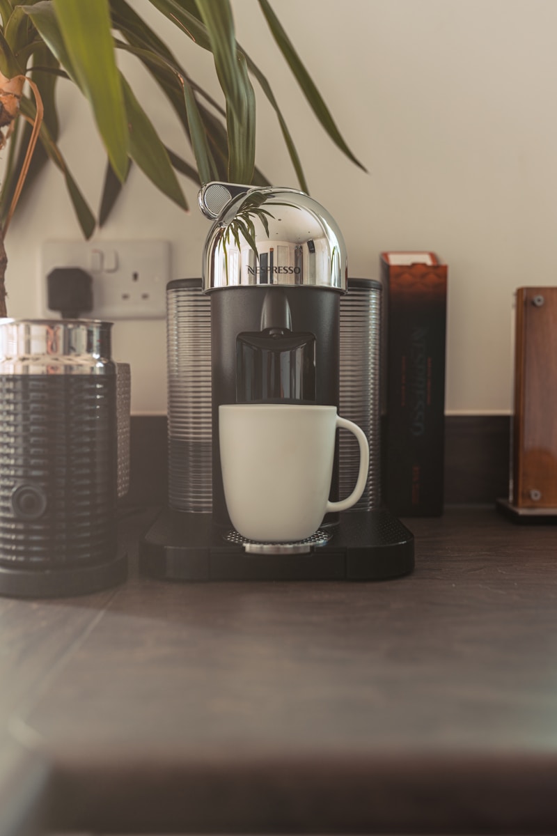 a coffee cup on a table